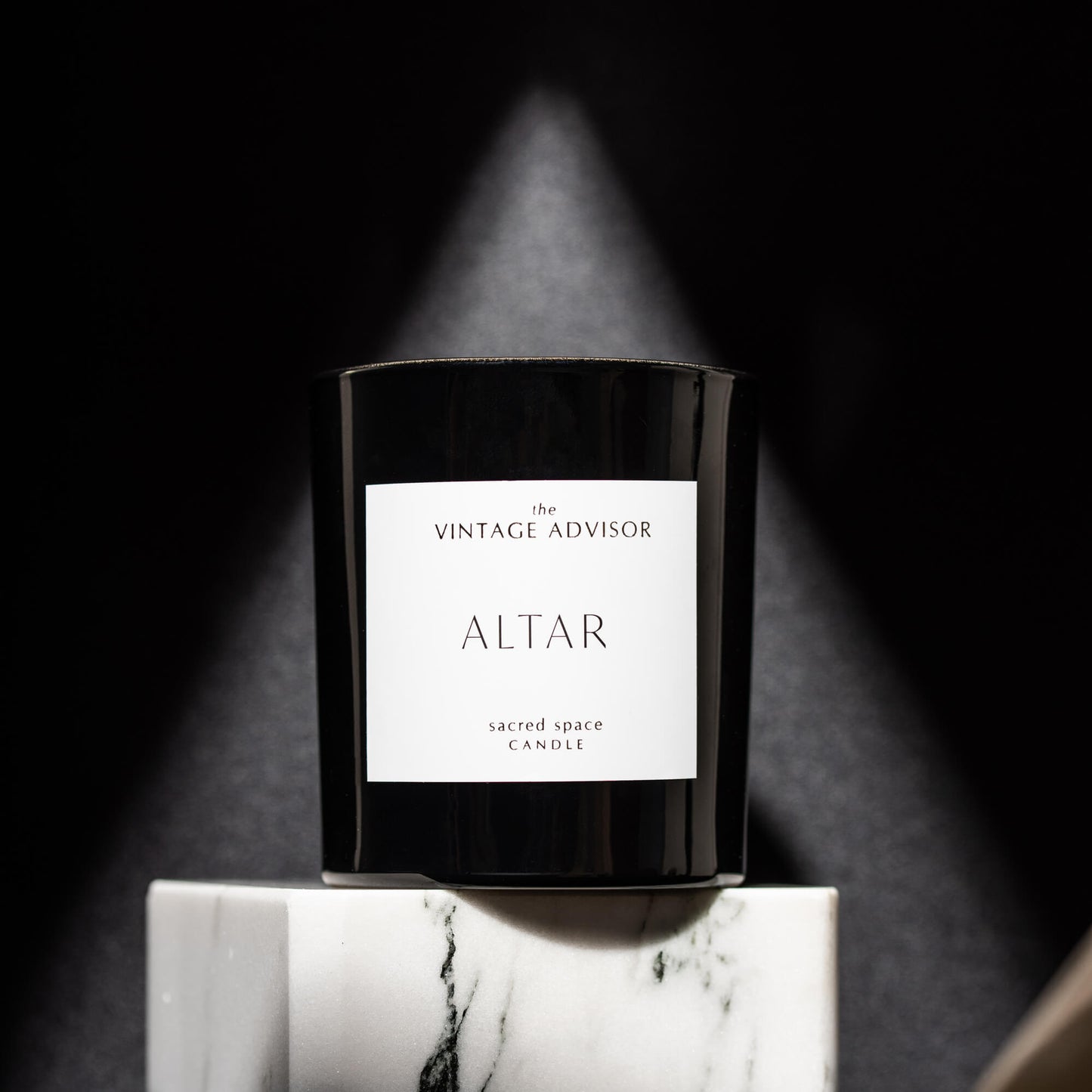 Altar hand-poured natural wax scented candle in glass container with premium packaging box, luxury home fragrance