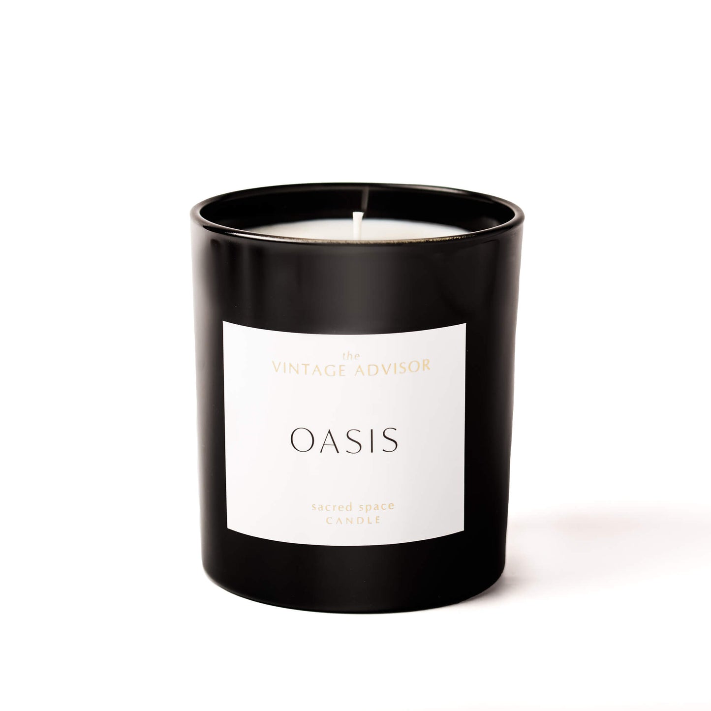 Oasis hand-poured natural wax scented candle in glass container with premium packaging box, luxury home fragrance