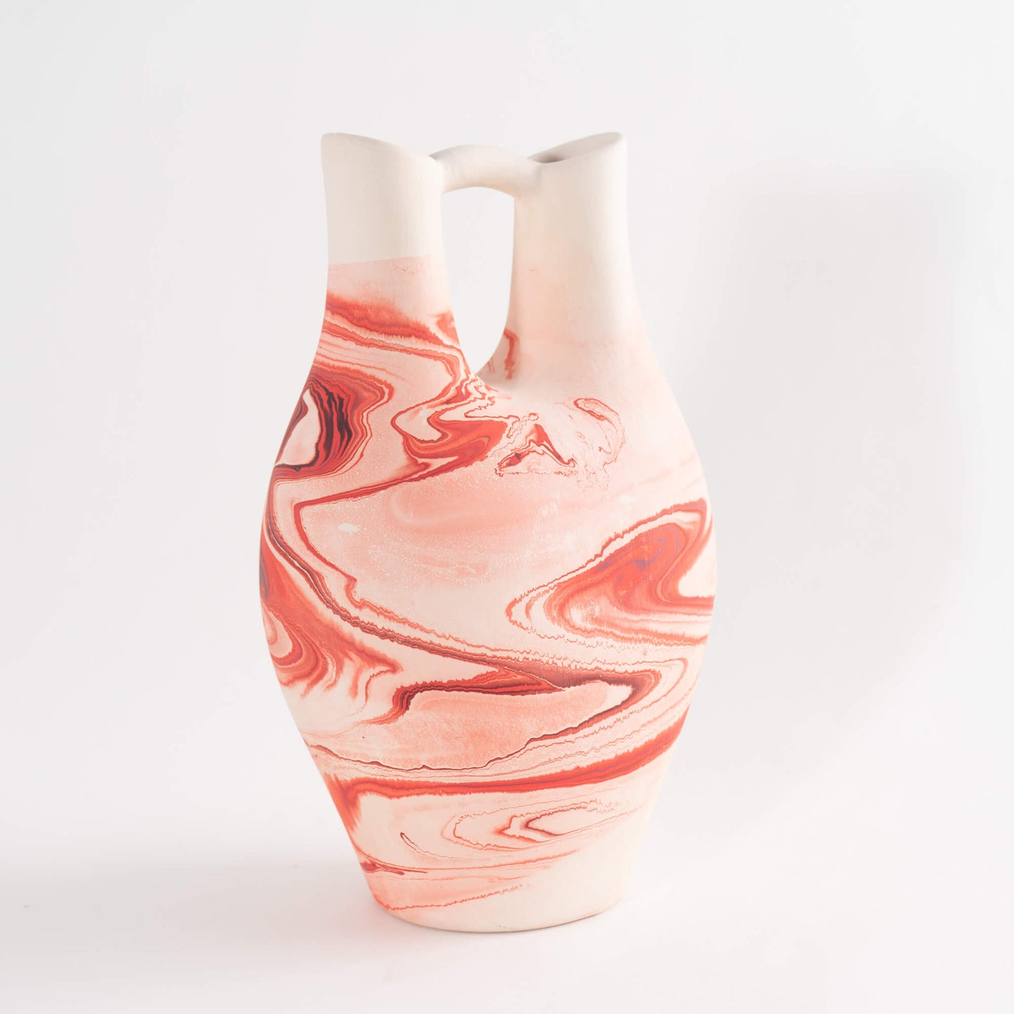 Vintage Nemadji Pottery Swirled Orange Red Wedding Vase