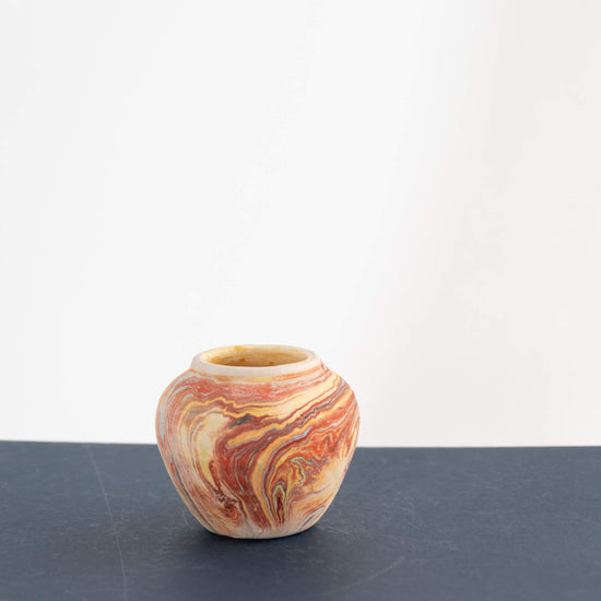 Vintage Miniature Nemadji Pottery Vase  red and orange