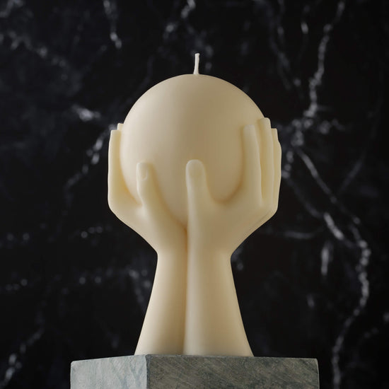 Selene Moon Goddess Sculpture Candle In White Alabaster