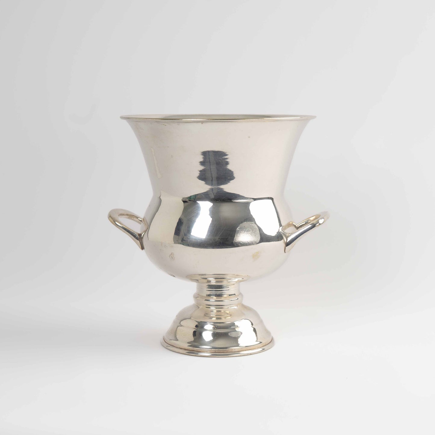 Vintage Leonard silver plate modernist champagne ice bucket with twin handles