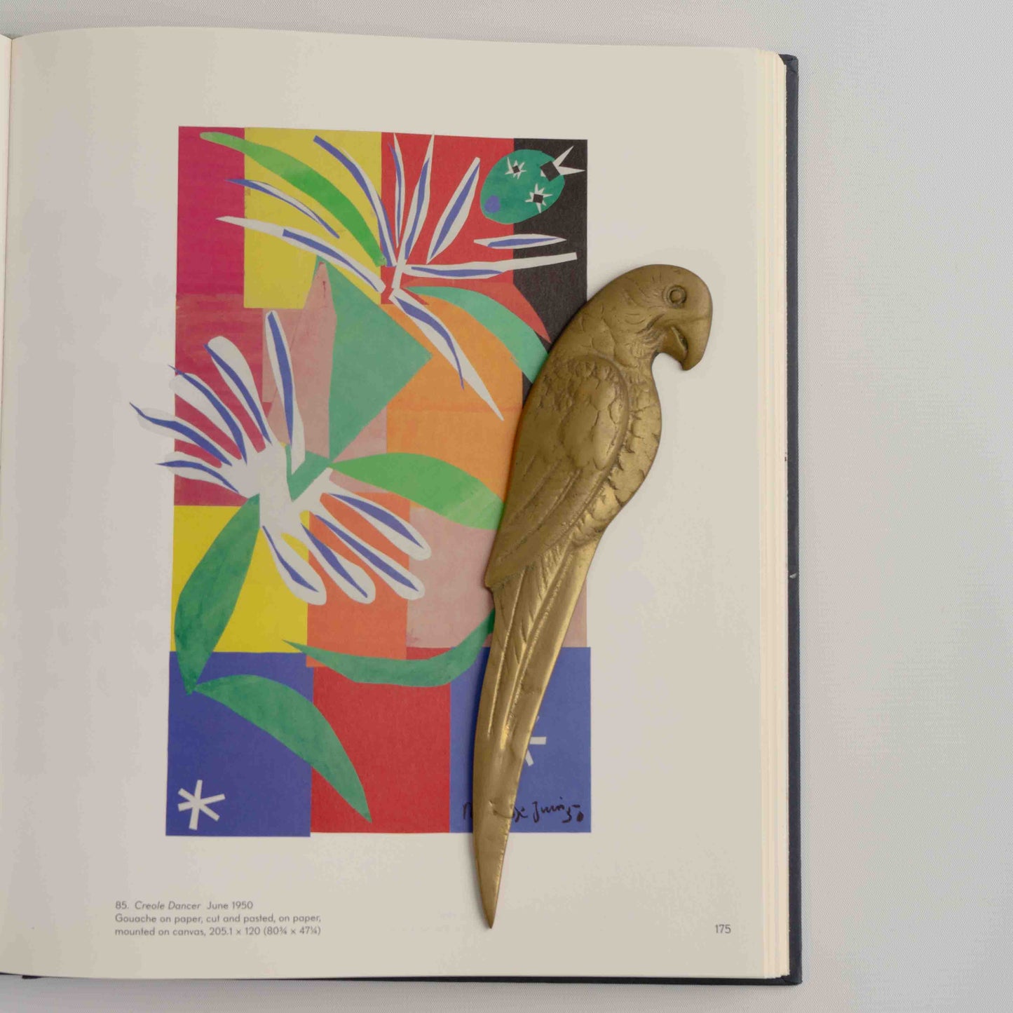 Vintage parrot brass letter opener or wick dipper from the 1960s-1970s