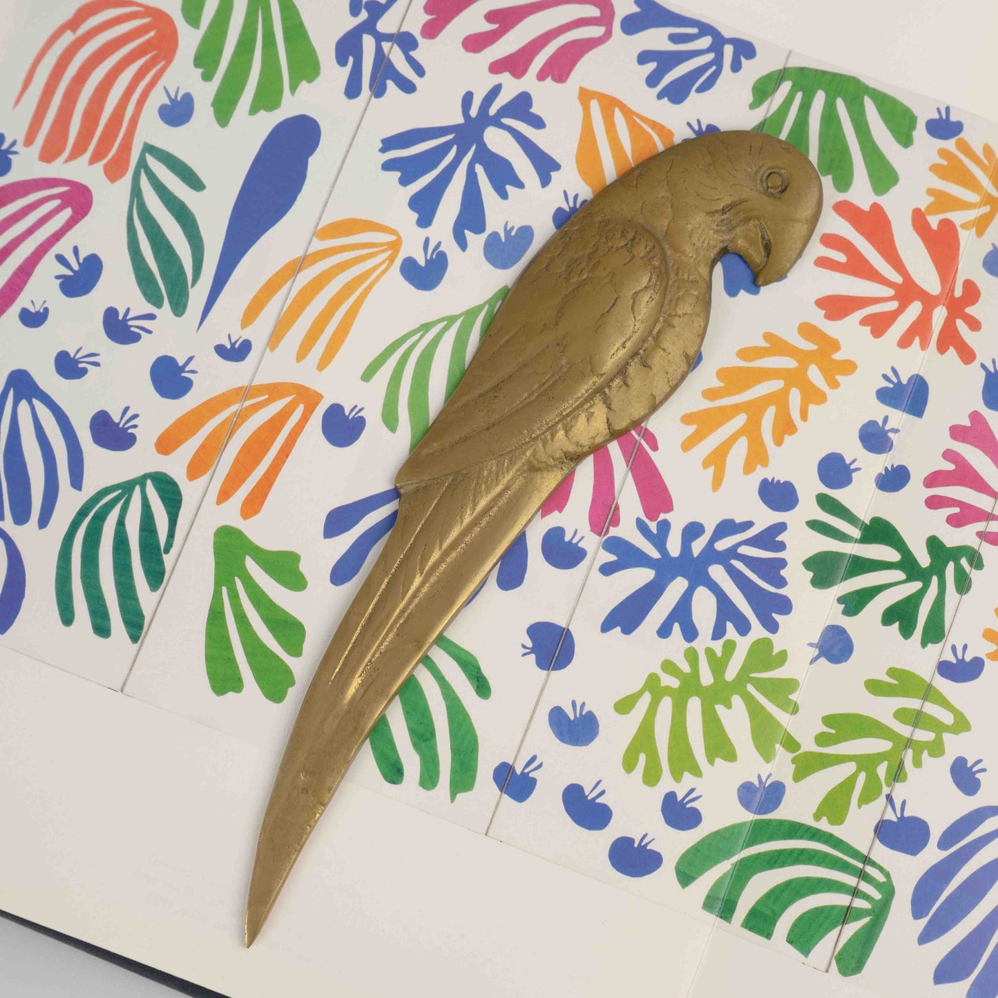 Vintage brass letter opener shaped like a parrot circa 1960s-1970s