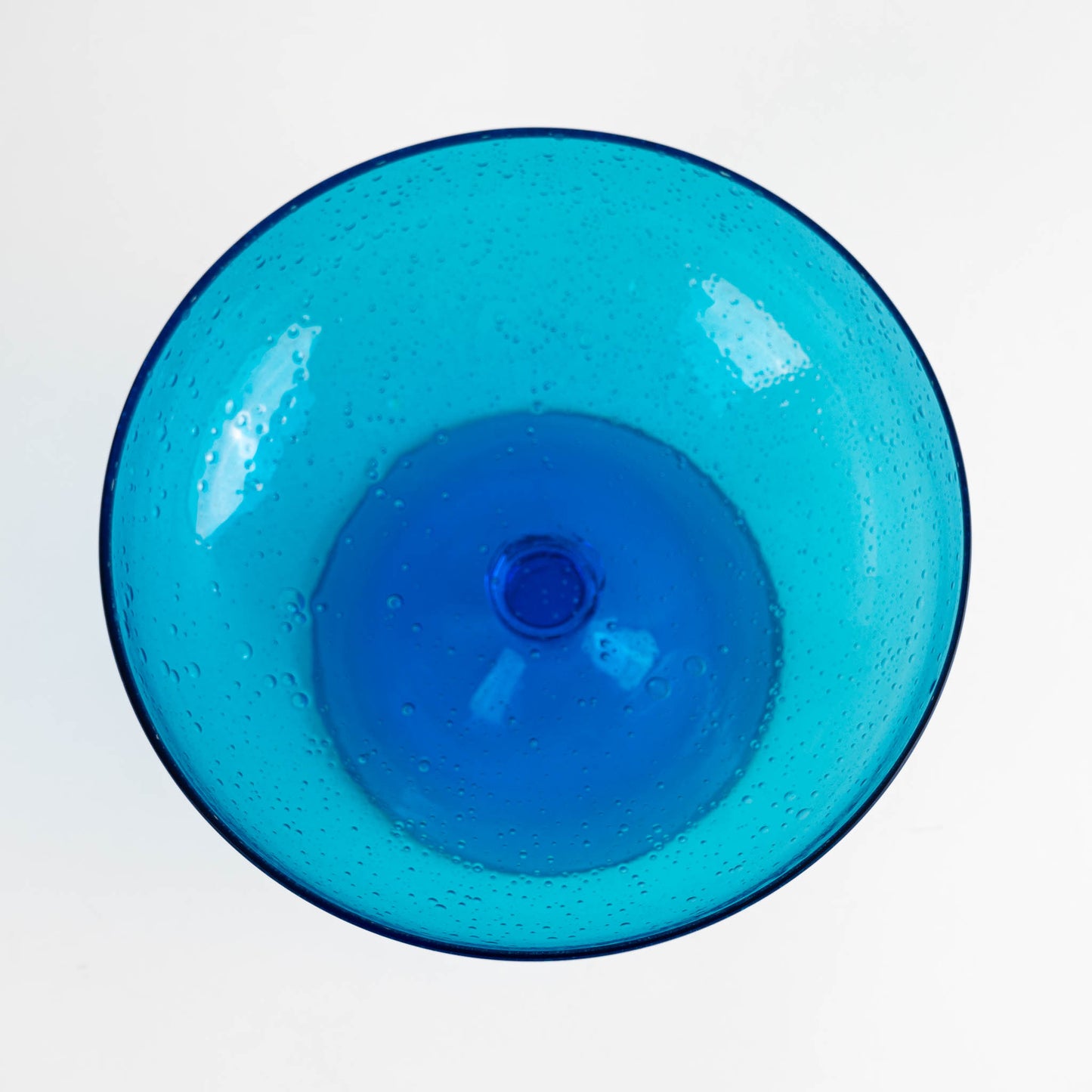 Vintage Blue Bubble Glass Bowl - Mid Century Modern