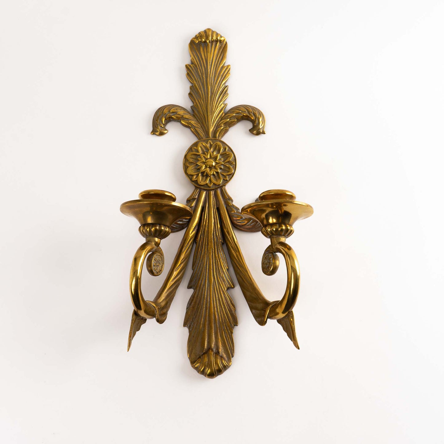 Vintage Brass French Art Nouveau-Style Candle Sconces - Decorative crafts inc