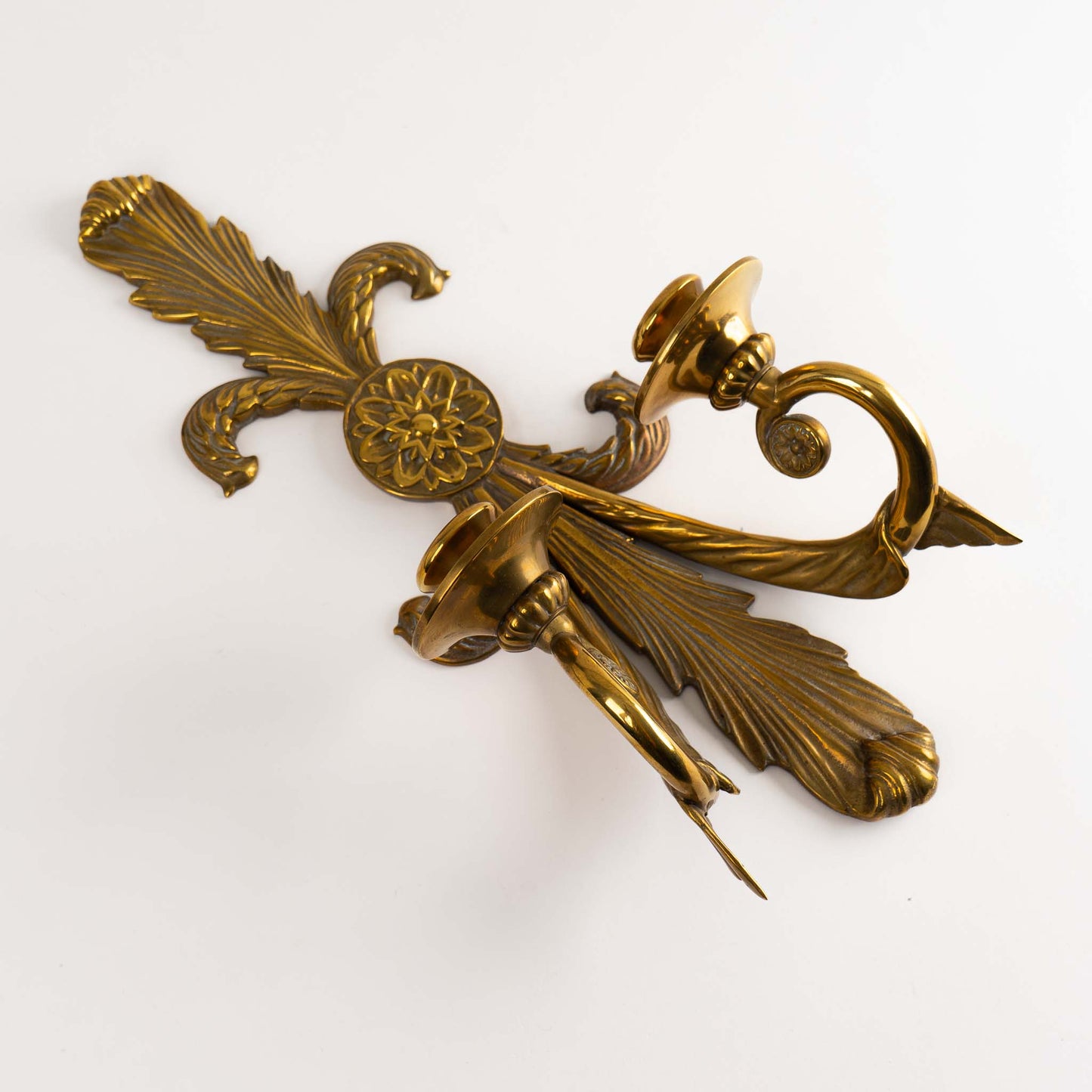 Vintage Brass French Art Nouveau-Style Candle Sconces - Decorative crafts inc
