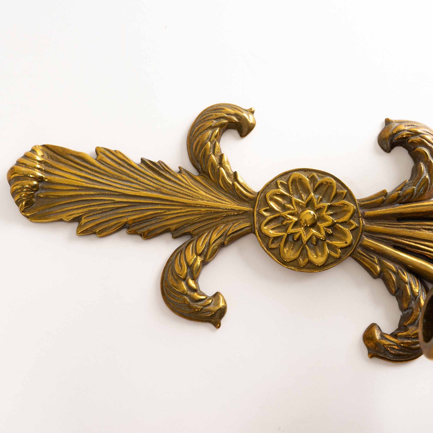 Vintage Brass French Art Nouveau-Style Candle Sconces - Decorative crafts inc - wheat and rope
