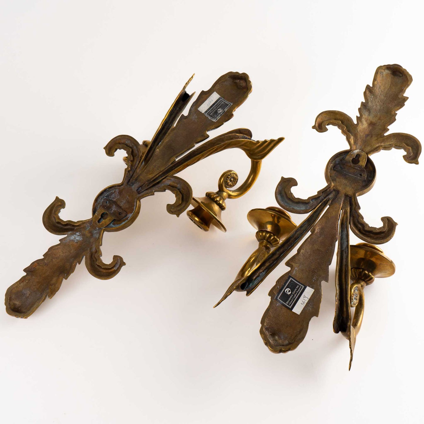 Vintage Brass French Art Nouveau-Style Candle Sconces - Decorative crafts inc