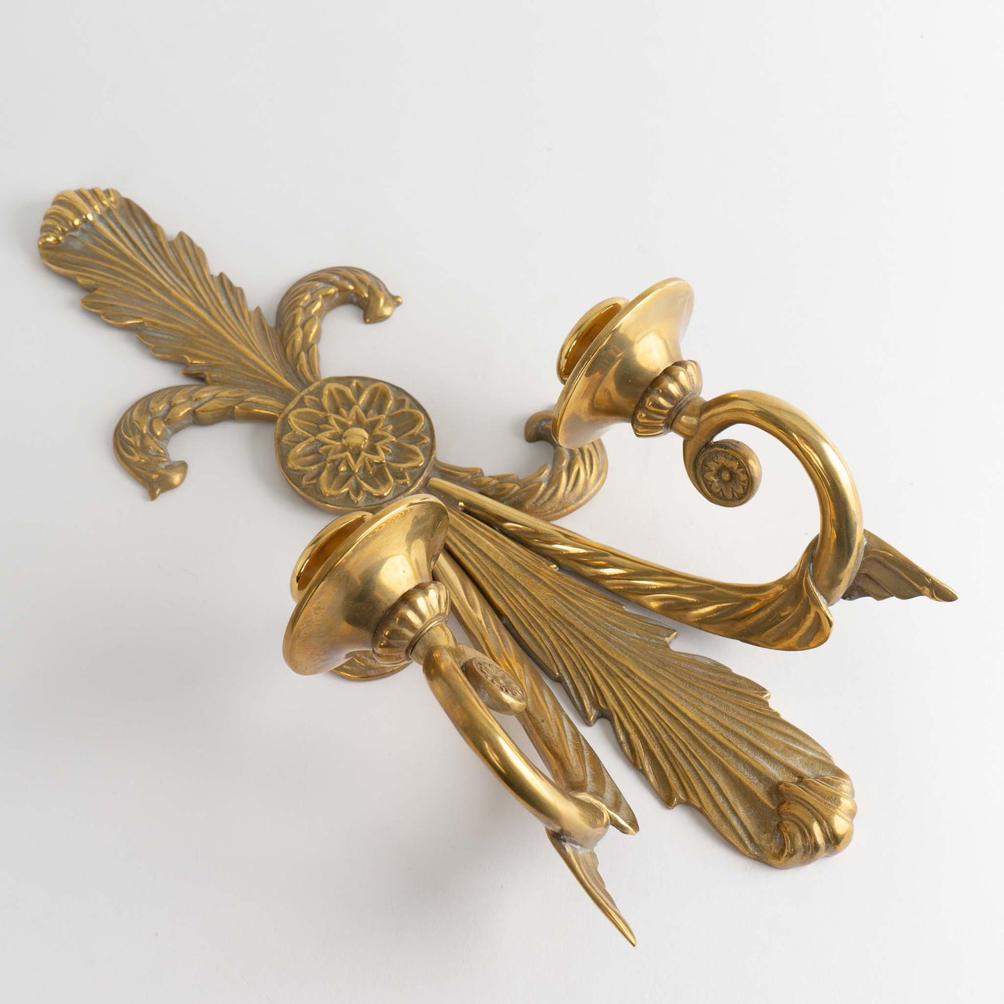 Vintage Brass French Art Nouveau-Style Candle Sconces - Decorative crafts inc