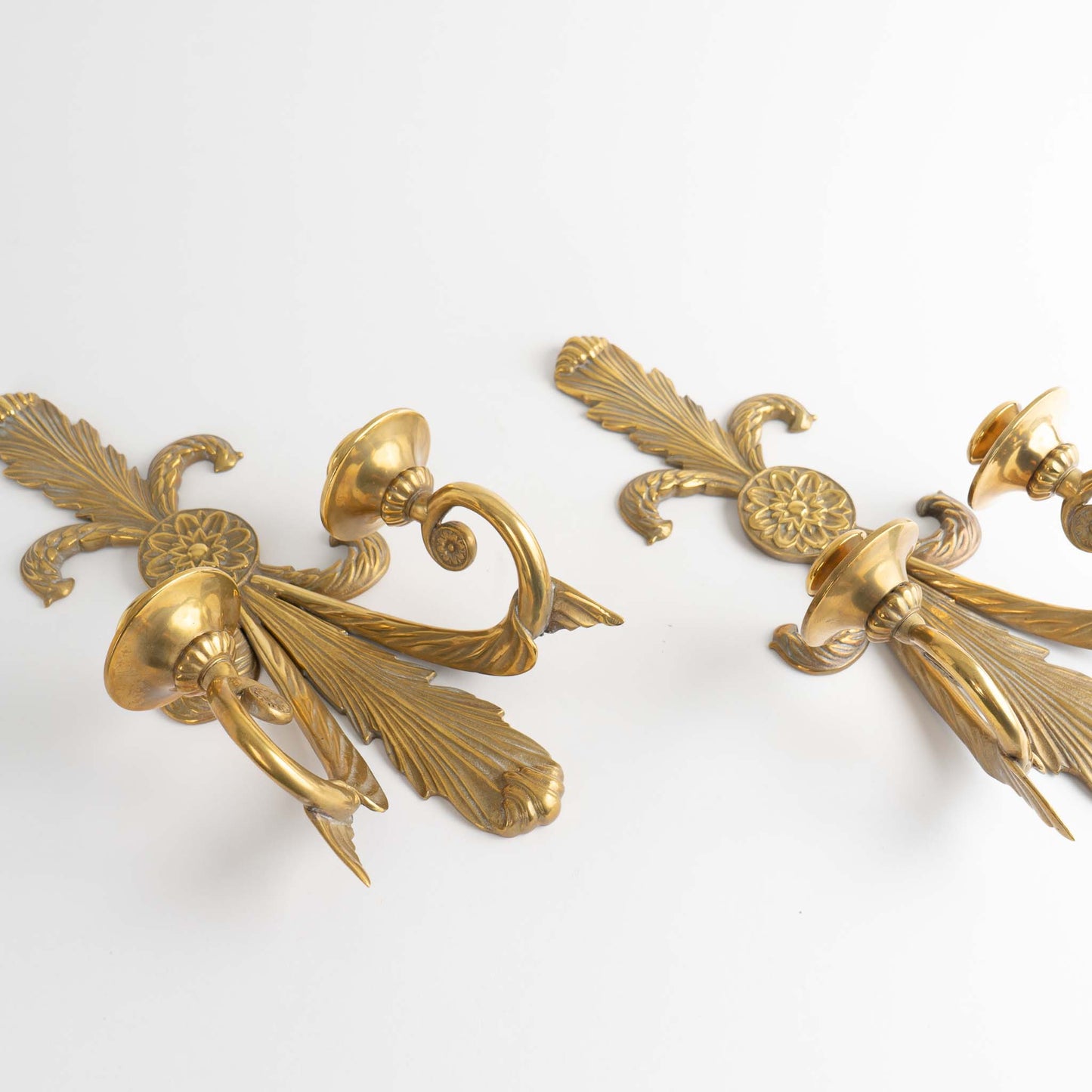 Vintage Brass French Art Nouveau-Style Candle Sconces - Decorative crafts inc