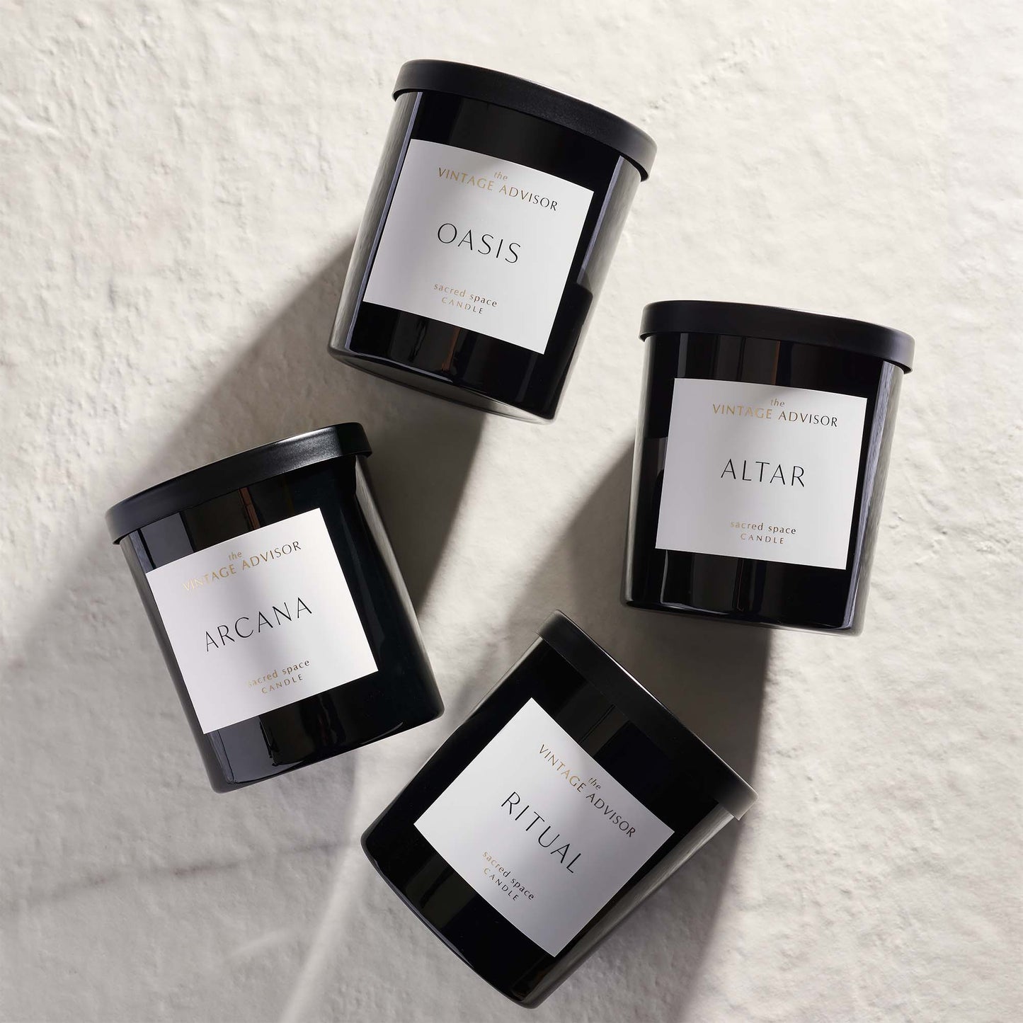 the sacred space collection scented candles oasis, arcana, altar, ritual
