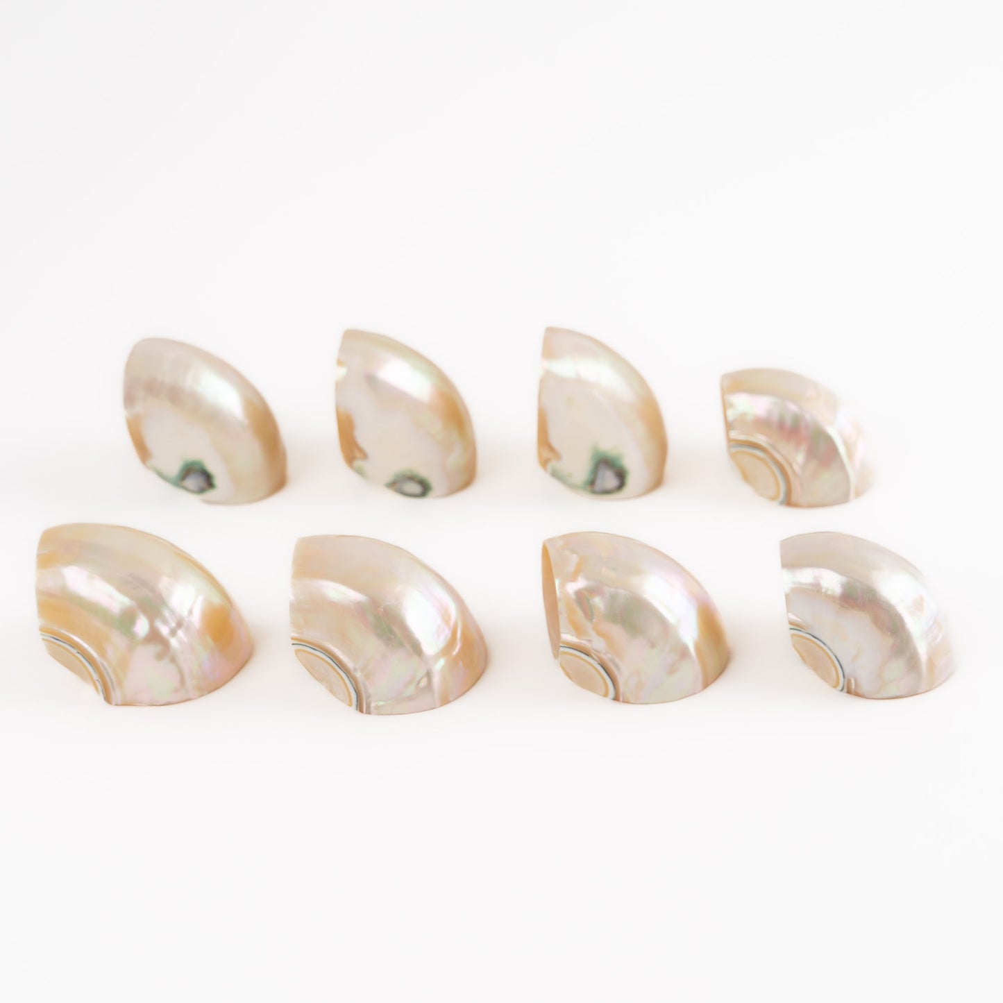 Vintage natural seashell napkin rings set of eight from the 1980s