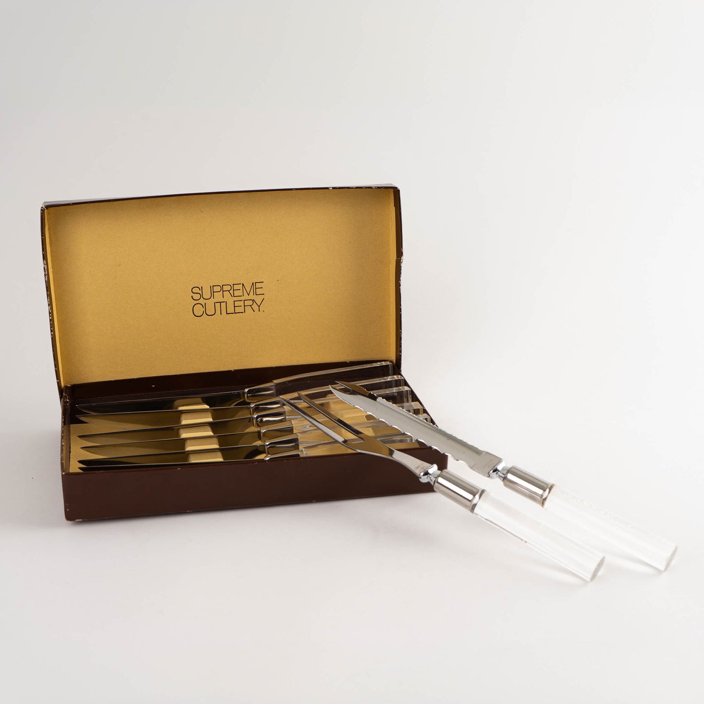 vintage lucite steak knife and carving set by supreme cutlery