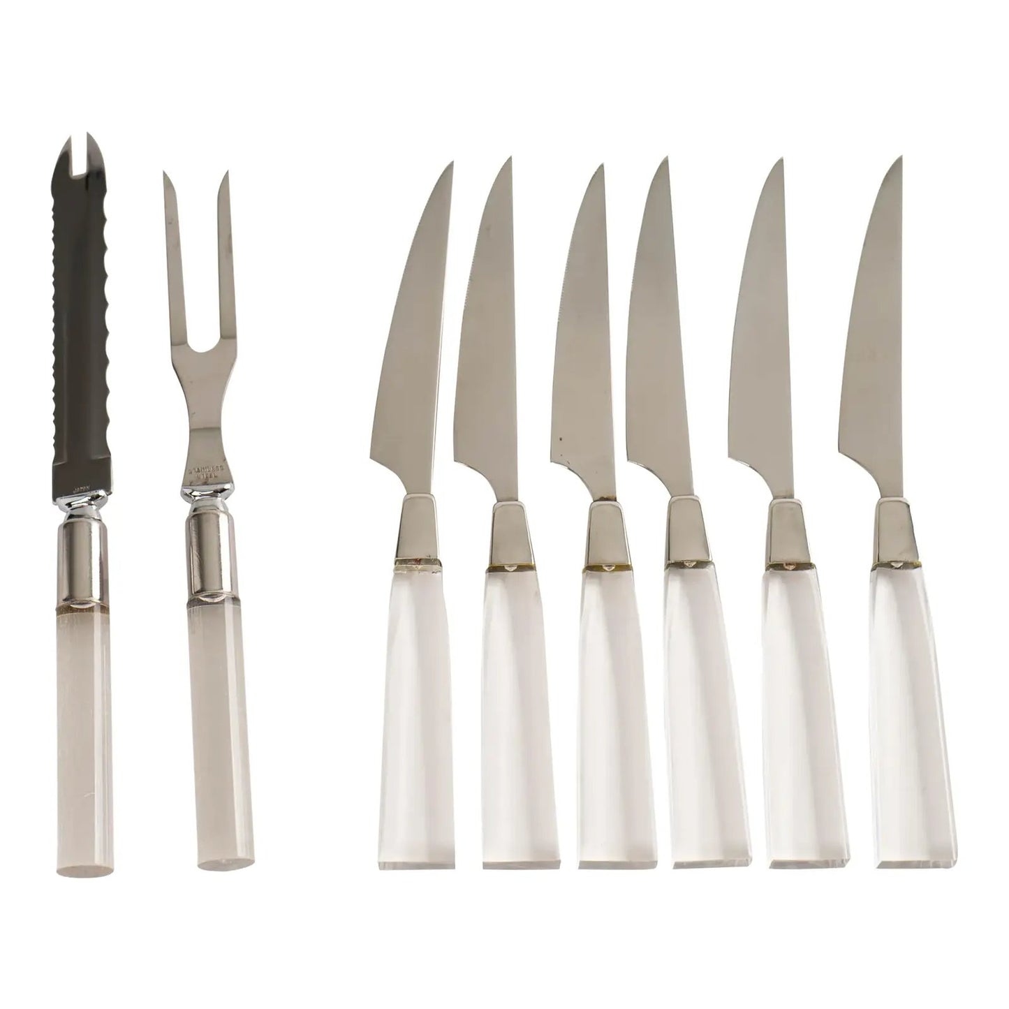 vintage lucite steak knife and carving set by supreme cutlery - 8 pieces