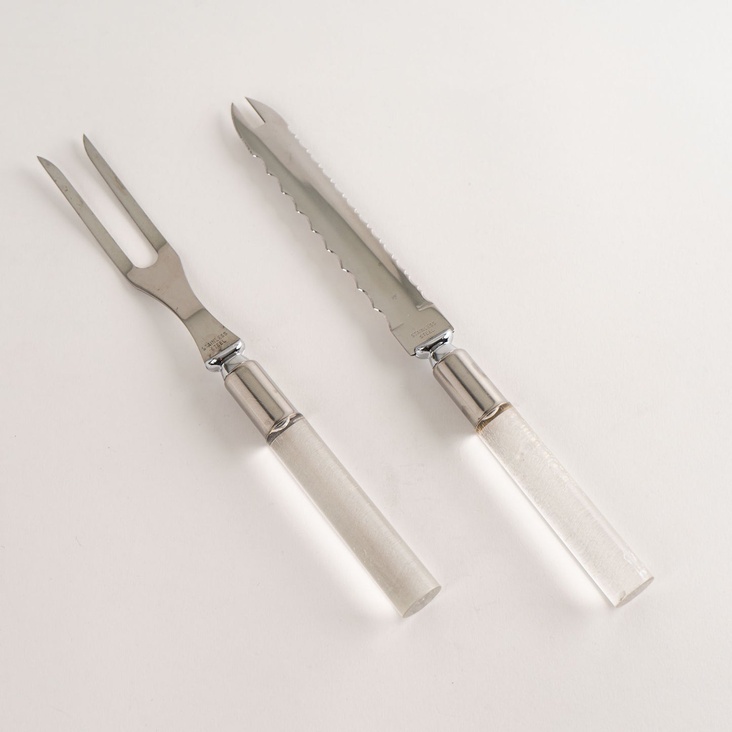 vintage lucite steak knife and carving set by supreme cutlery