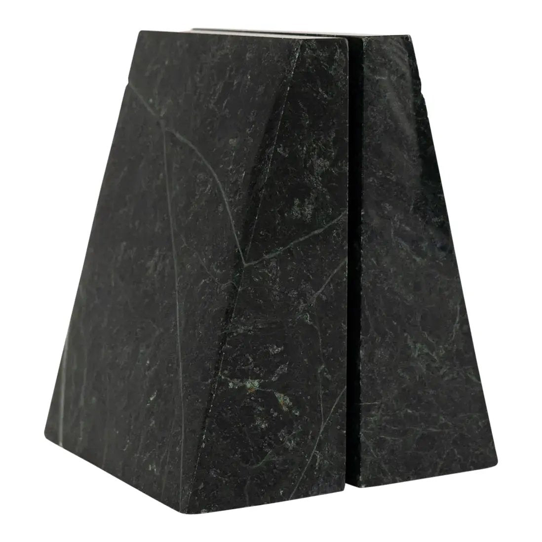 vintage angled green marble bookends - a pair