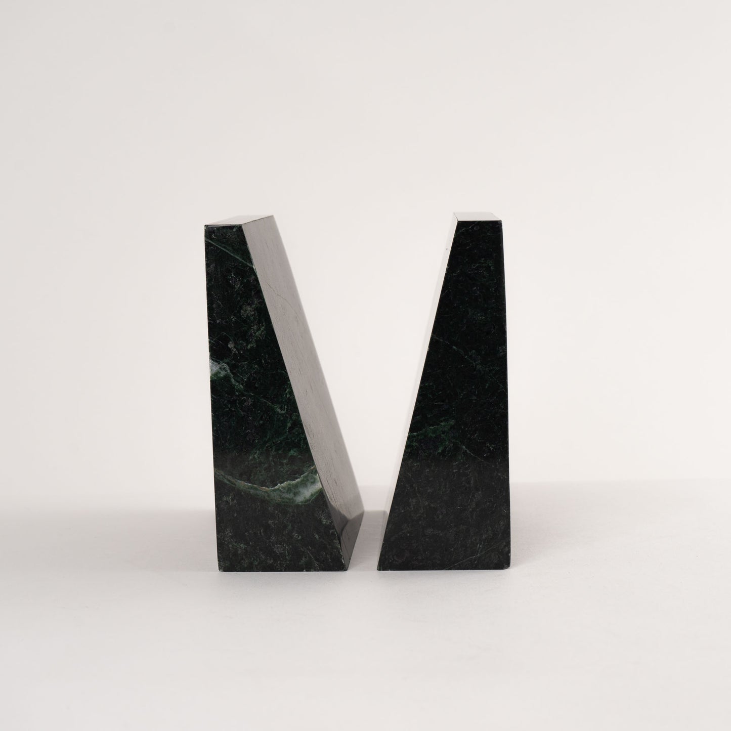 vintage angled green marble bookends