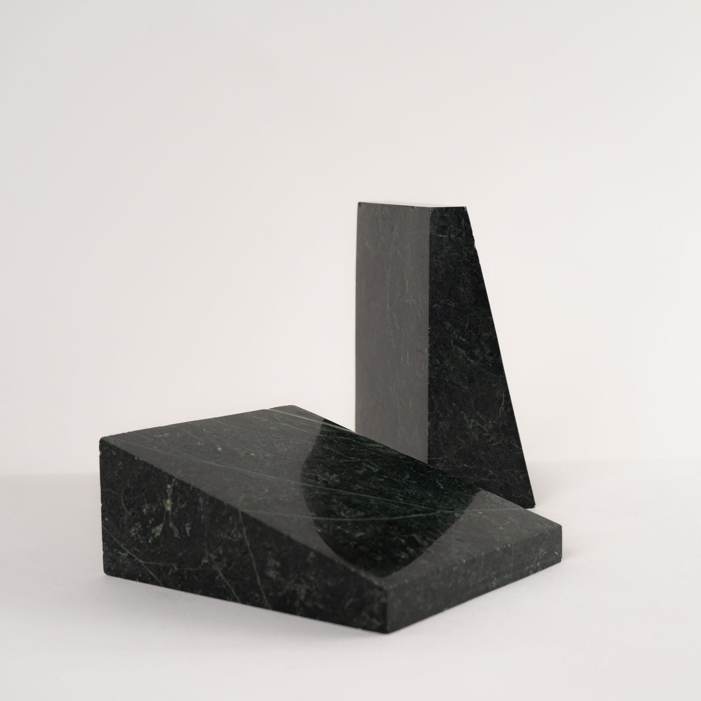 vintage angled green marble bookends