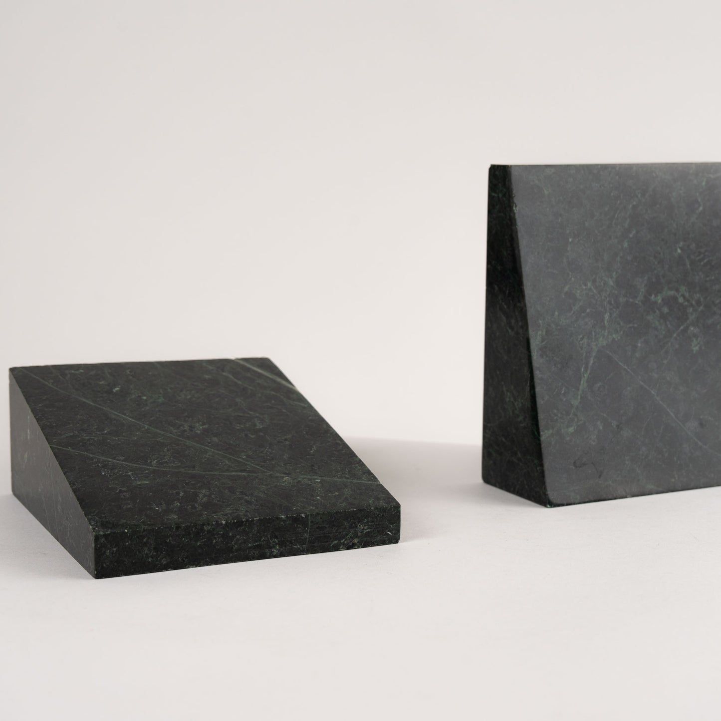 vintage angled green marble bookends