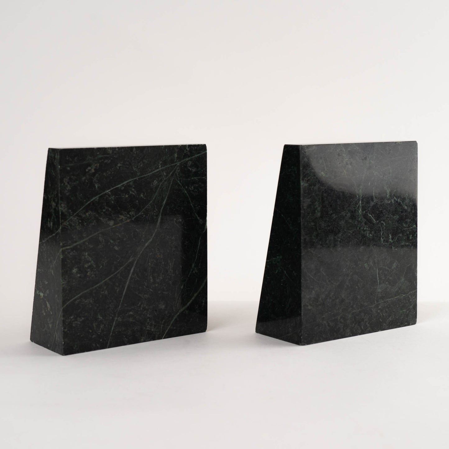 vintage angled green marble bookends