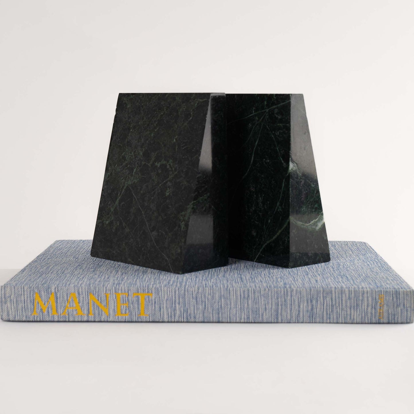 vintage angled green marble bookends