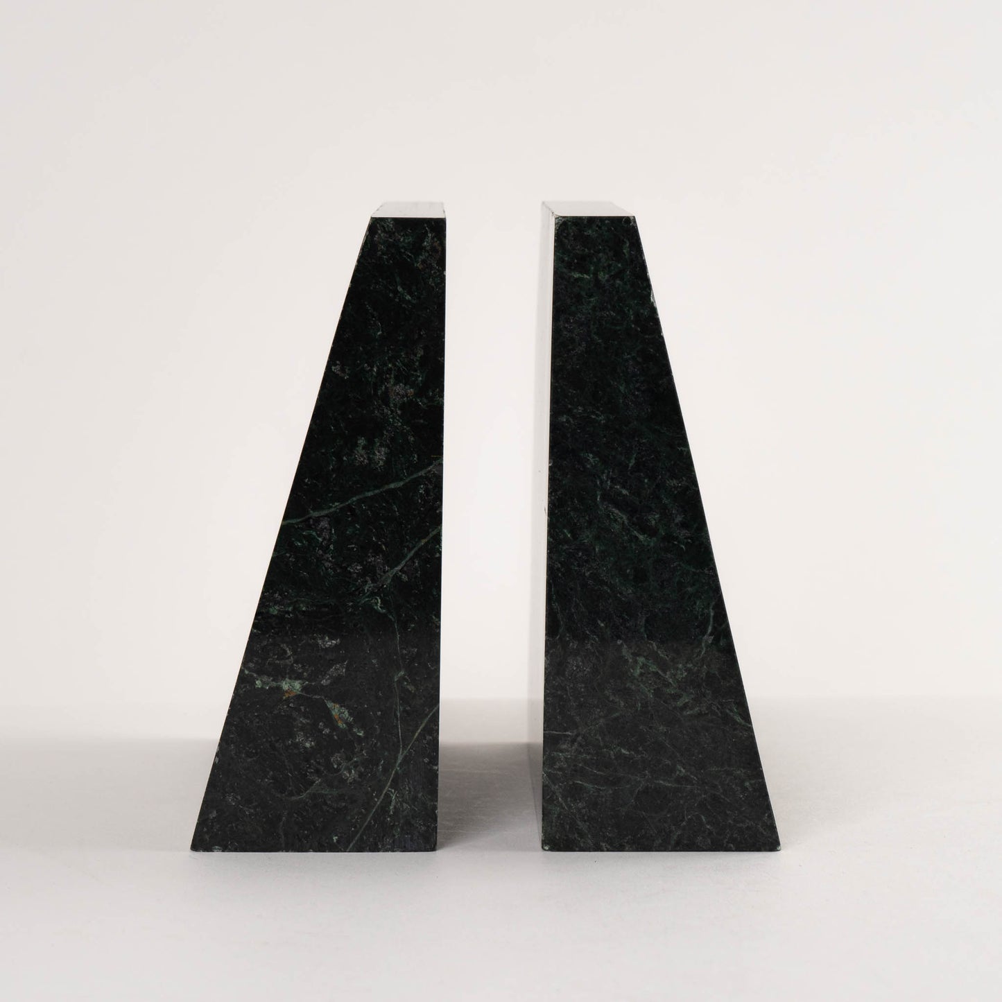 vintage angled green marble bookends - a pair
