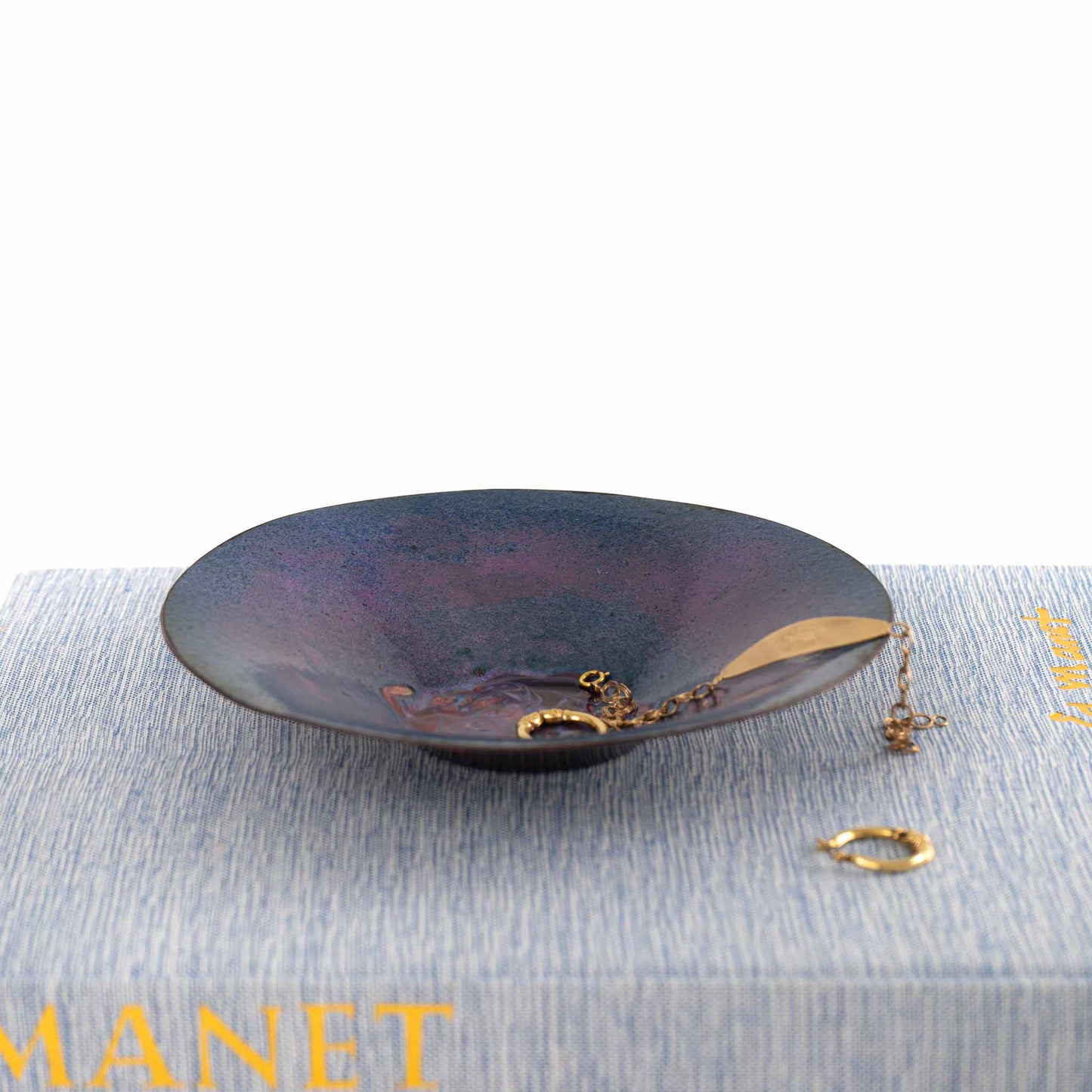 vintage blue purple enamel catchall bowl