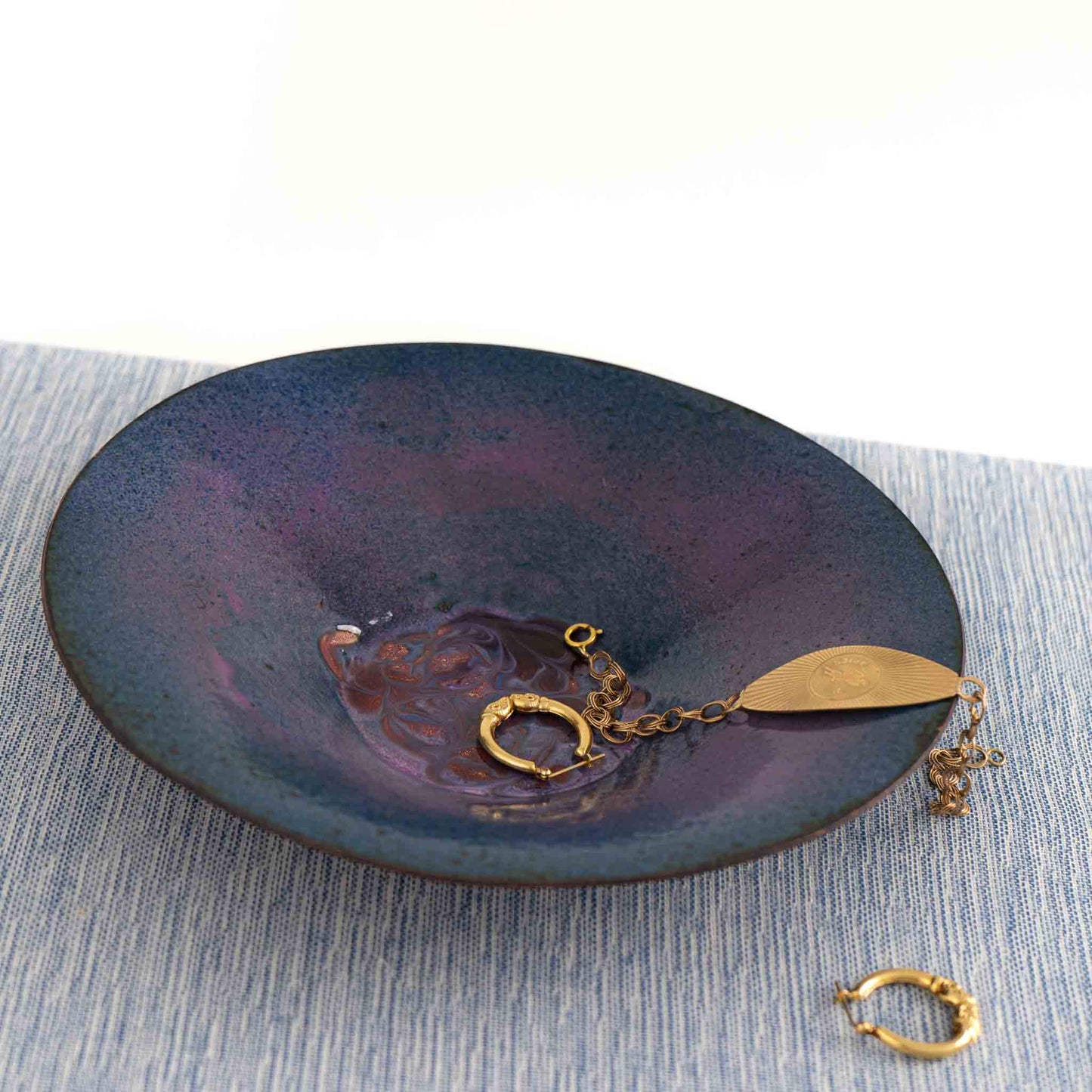 vintage blue purple enamel catchall bowl