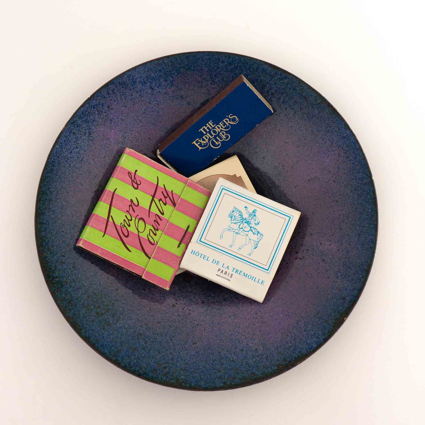 vintage blue purple enamel catchall bowl