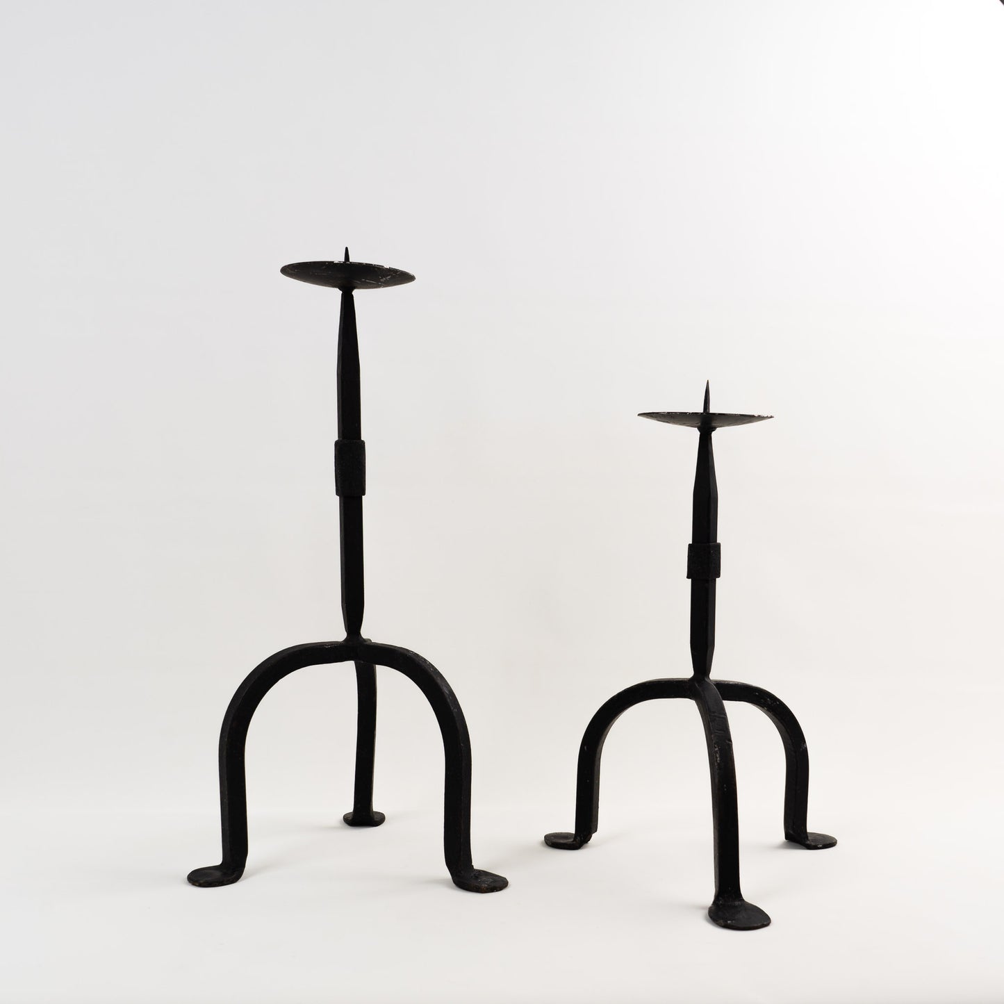 vintage cast iron pillar candleholders - set of 2