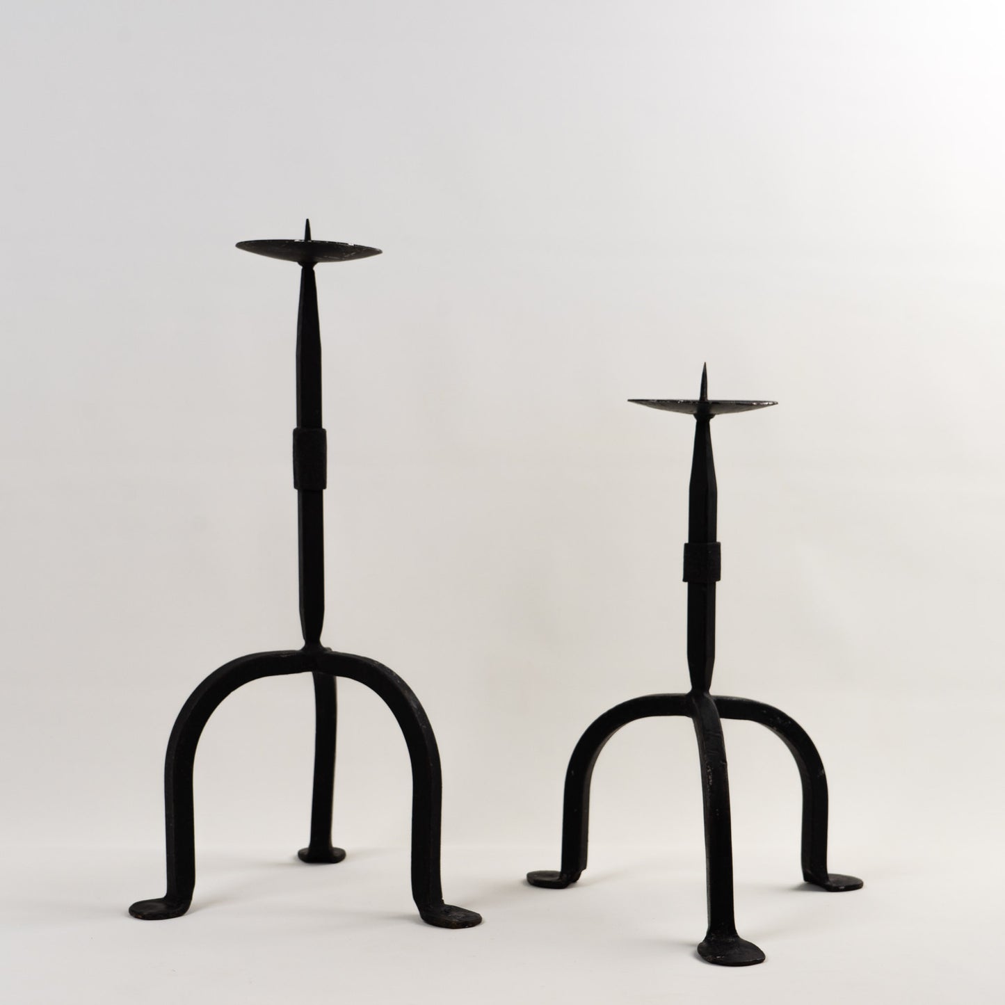 vintage cast iron pillar candleholders - set of 2