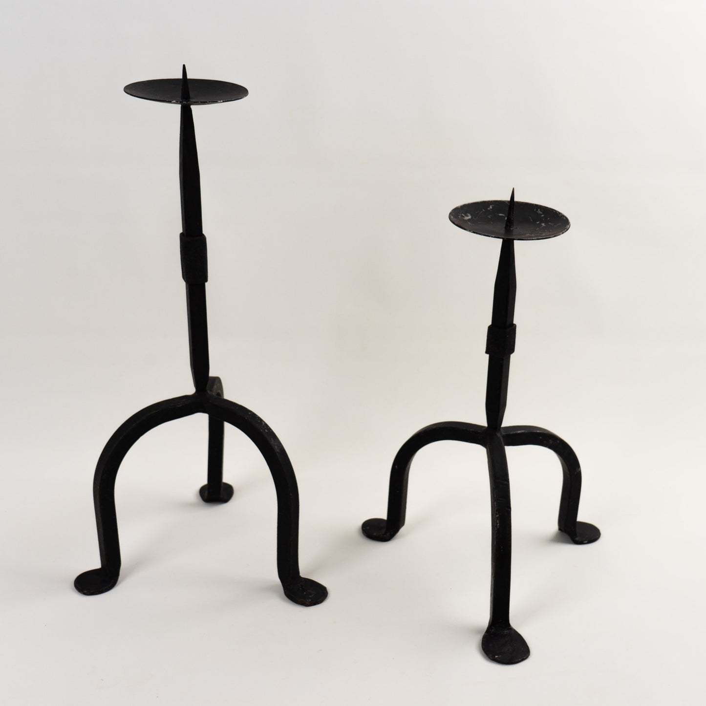 vintage cast iron pillar candleholders - set of 2