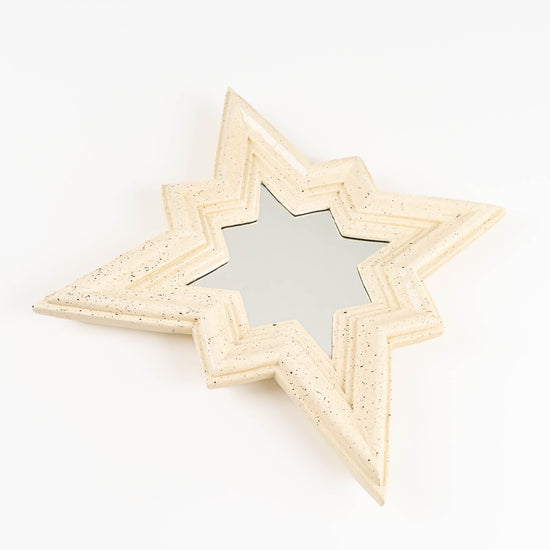 Mid-century Star Wall Mirror - off white with black speckles 