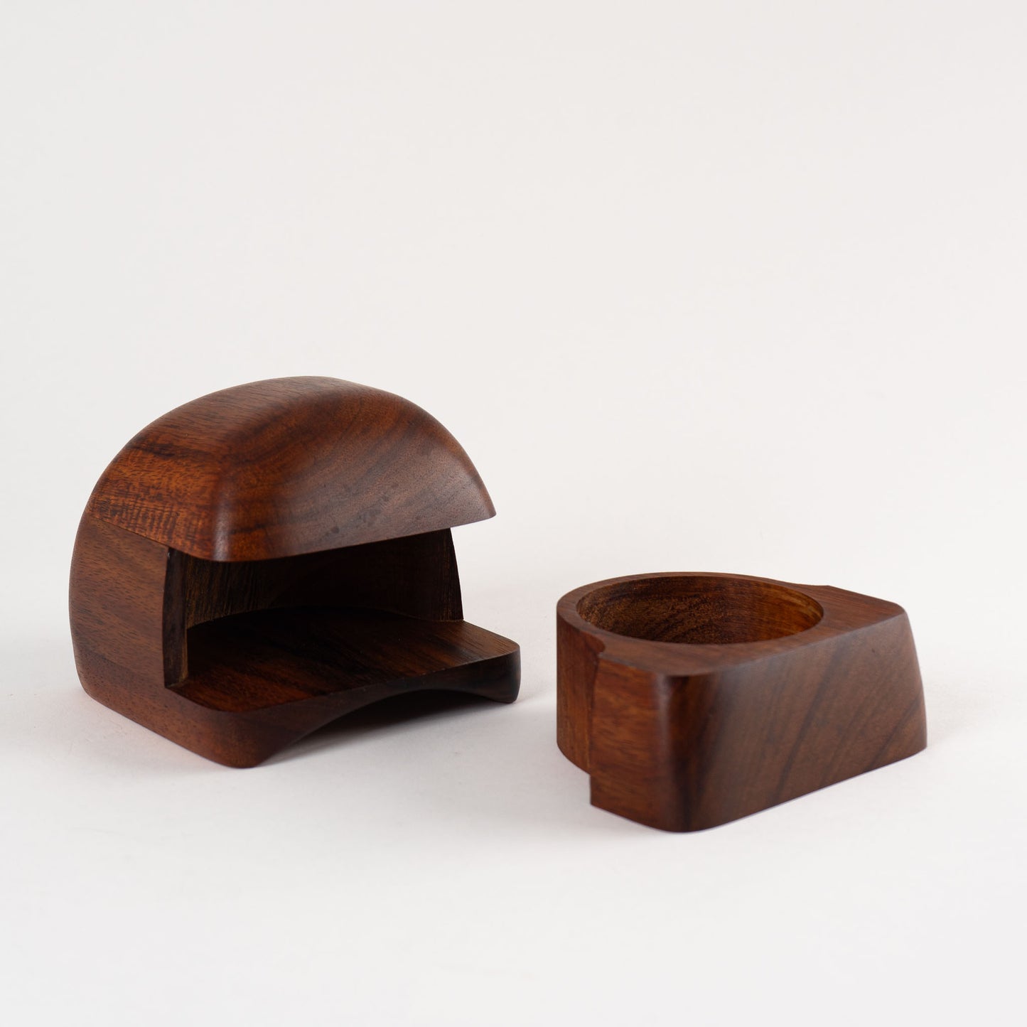 Vintage Carved Wood Sculptural Puzzle Jewelry Box - Marilyn and Fred Buss