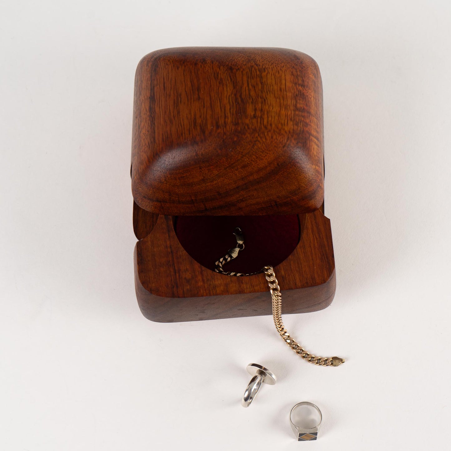 Vintage Carved Wood Sculptural Puzzle Jewelry Box - Marilyn and Fred Buss