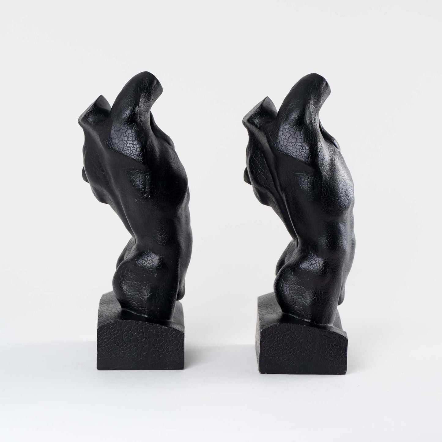 Modern Black Male Torso Sculpture Bookends