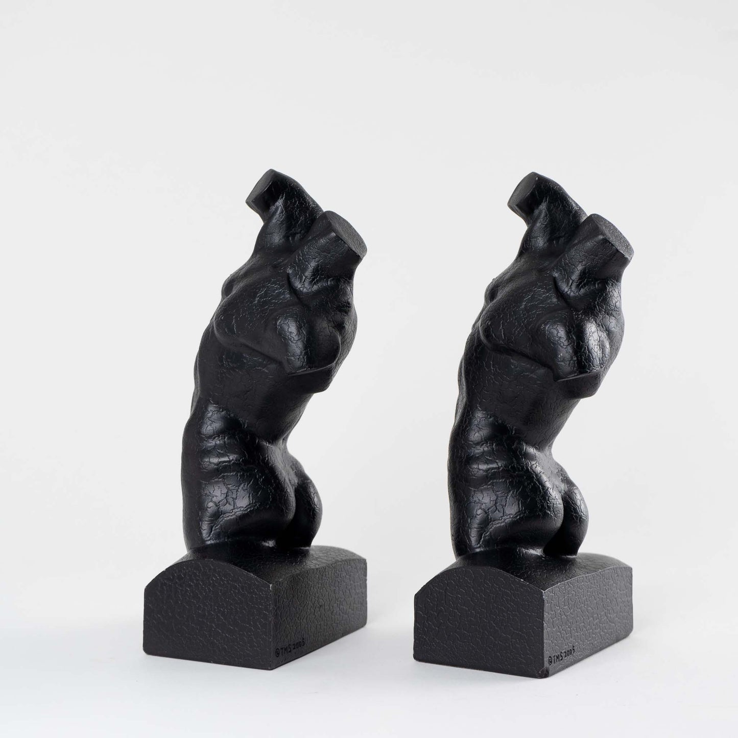 Modern Black Male Torso Sculpture Bookends