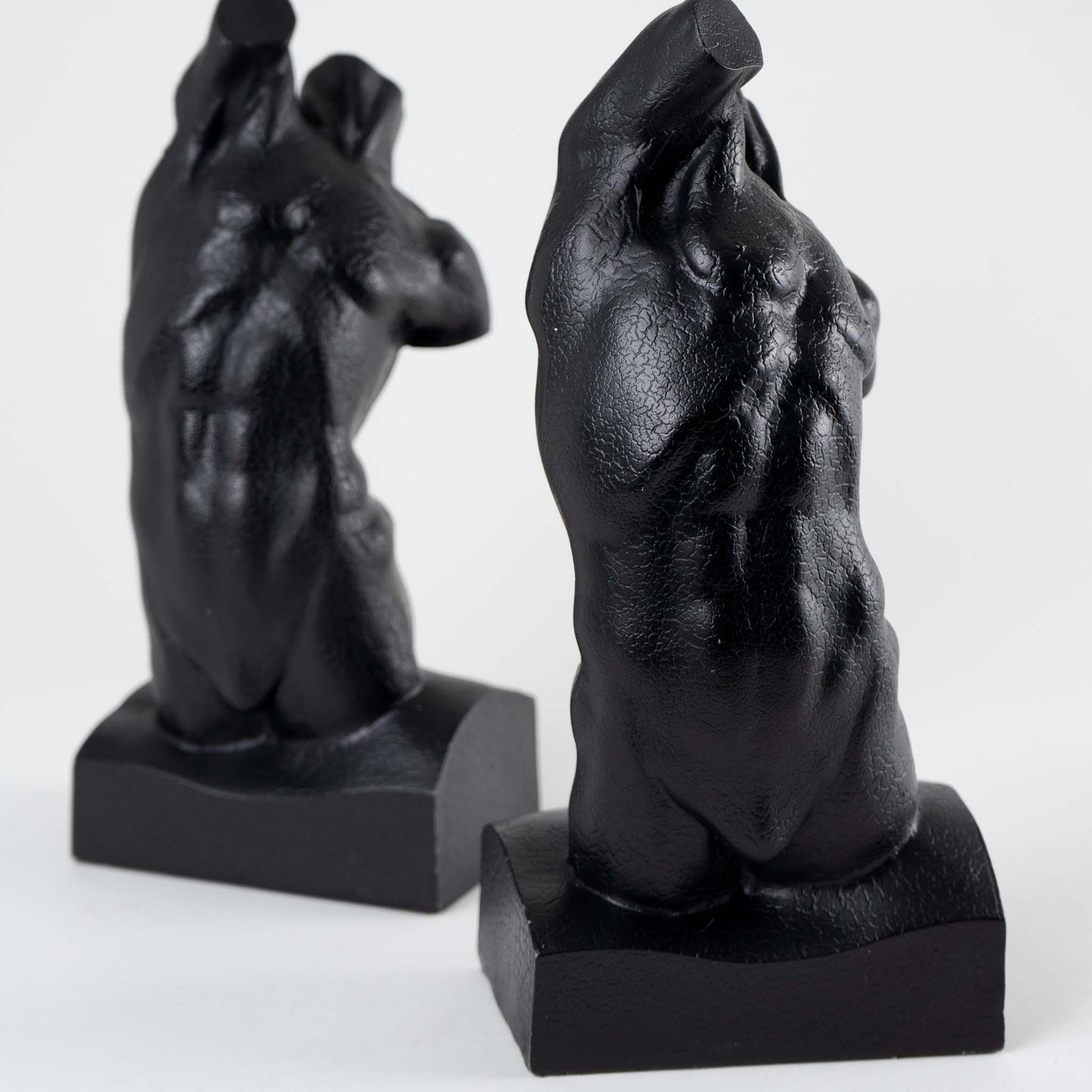 Modern Black Male Torso Sculpture Bookends