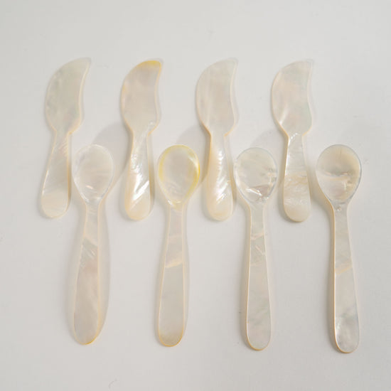Vintage Mother of Pearl Caviar Spoons and Spreaders - Set of 8