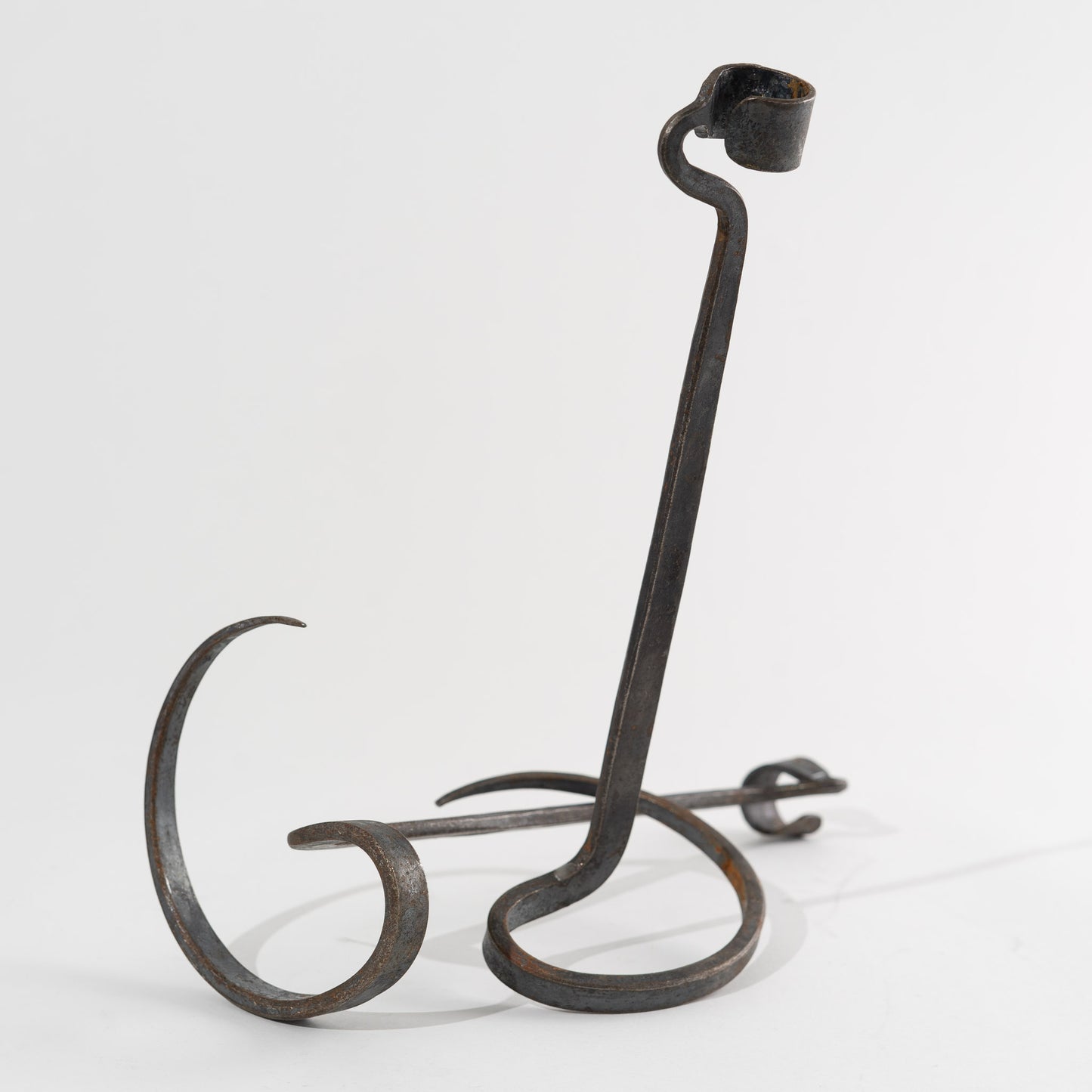 Brutalist Hand Forged Wrought Iron Spiral Candle Stick Holders - Lance Cloutier