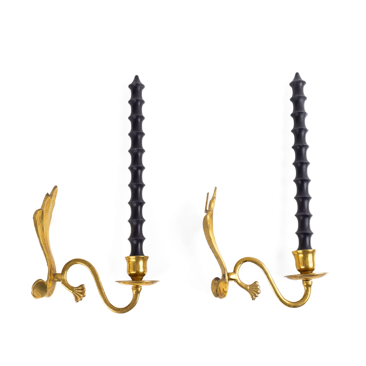 Vintage Brass Wall Sconces - Pair of Classic Taper Candle Holders