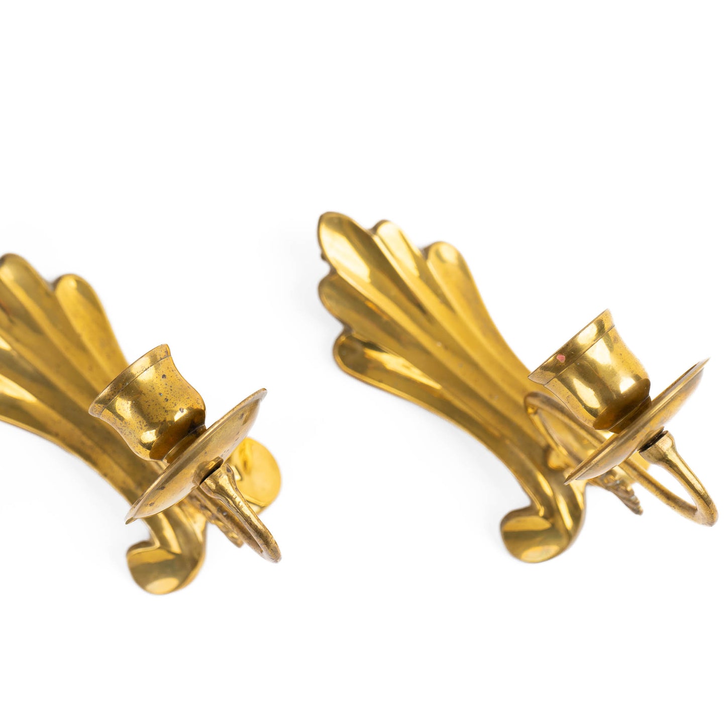 Vintage Brass Wall Sconces - Pair of Classic Taper Candle Holders