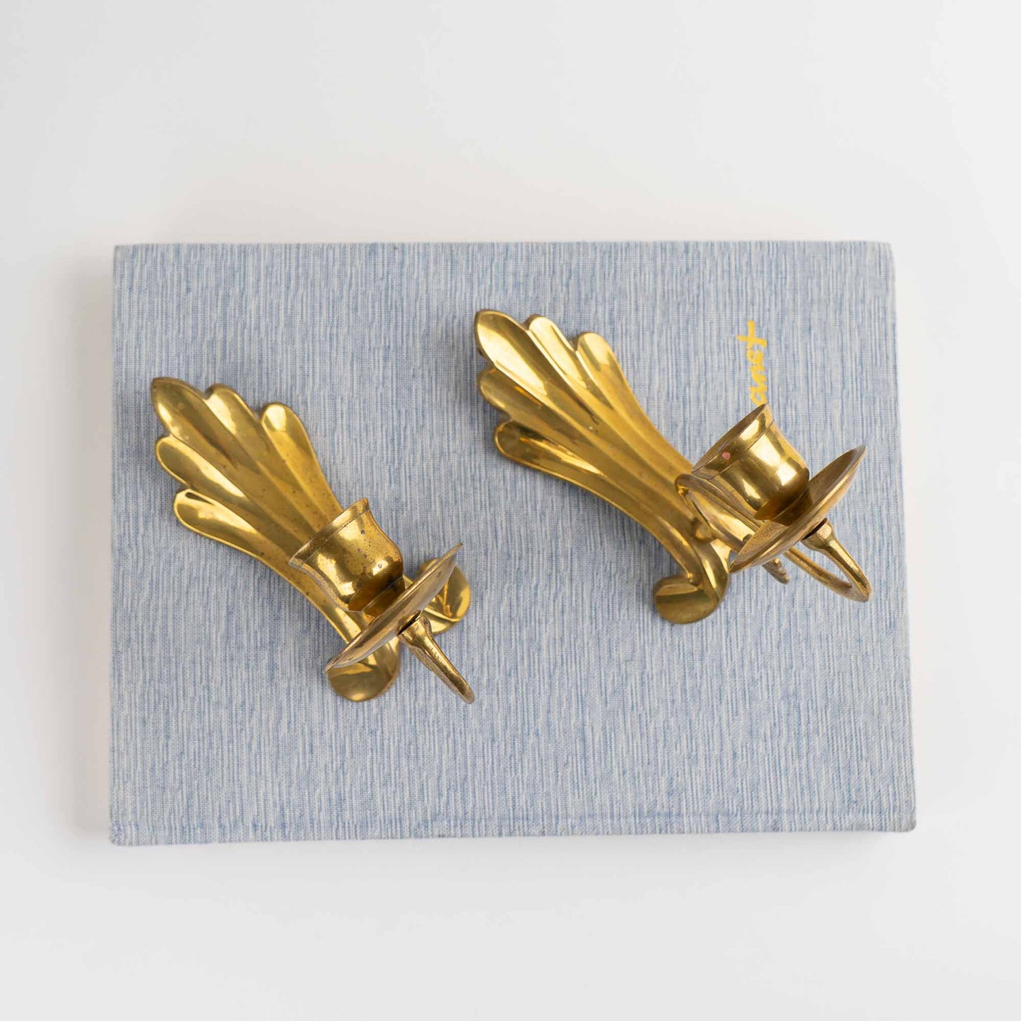 Vintage Brass Wall Sconces - Pair of Classic Taper Candle Holders