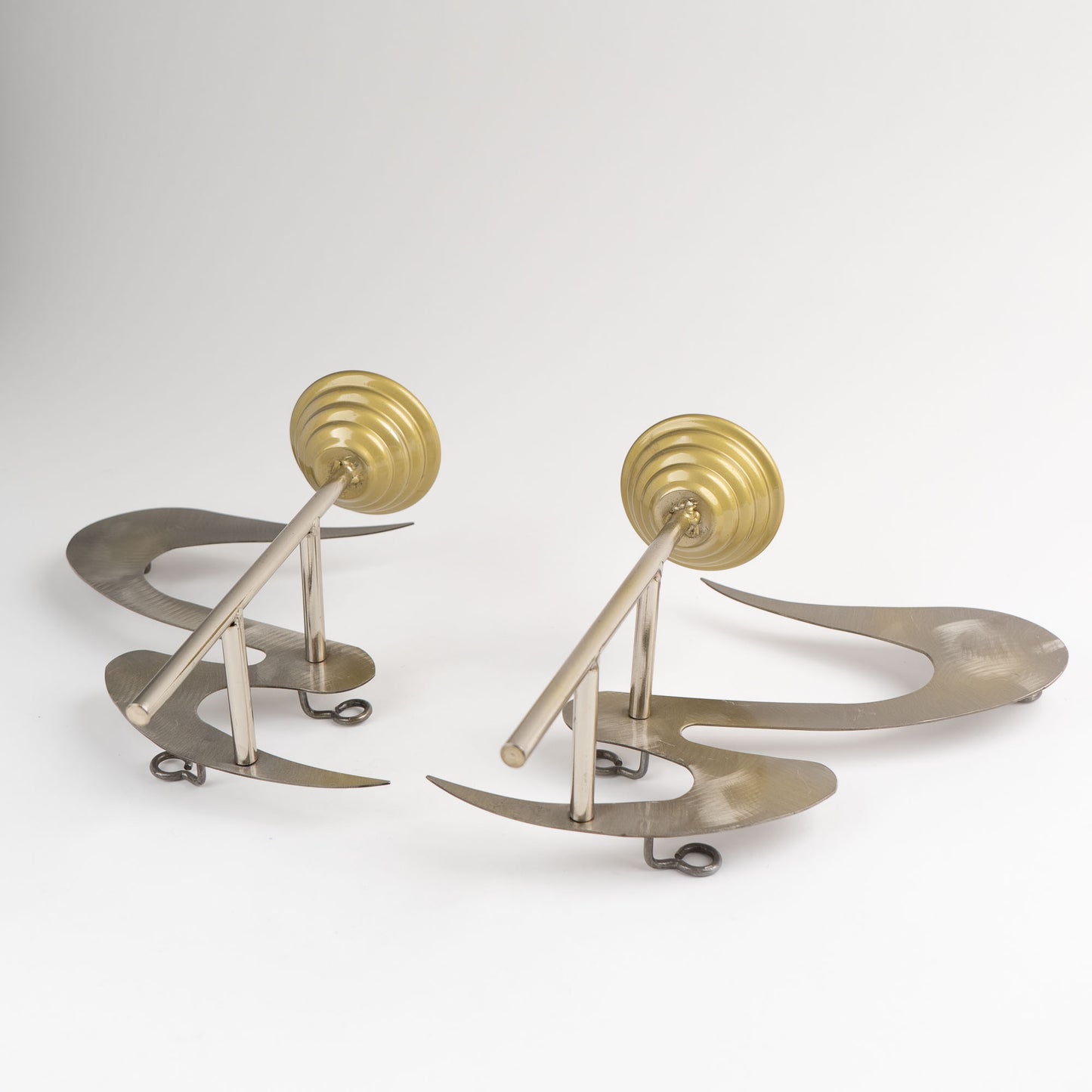 Vintage pair of signed Curtis Jere metal wall sconce candle holders from 1990