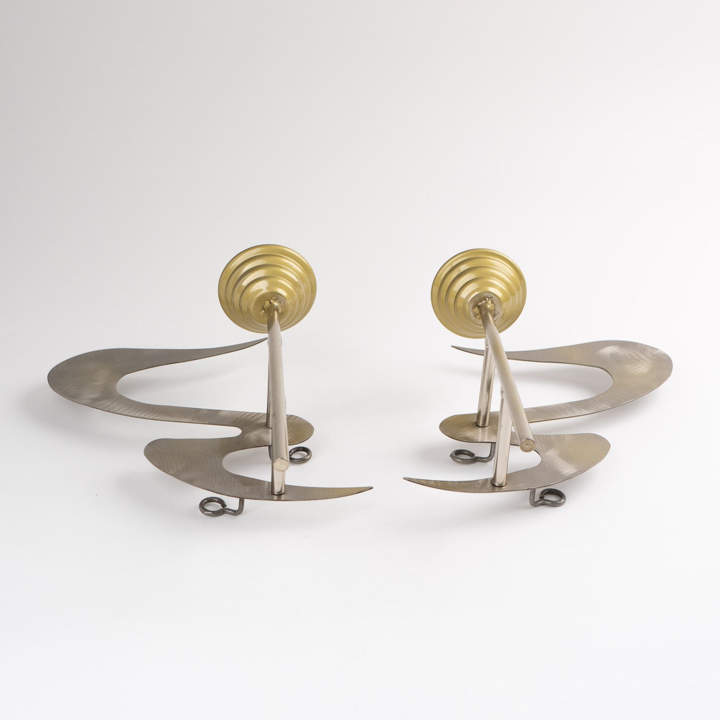 Vintage pair of signed Curtis Jere metal wall sconce candle holders from 1990