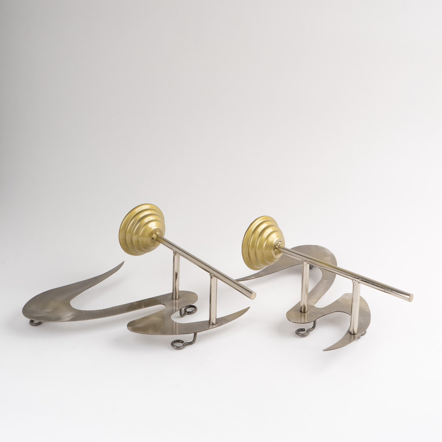 Vintage pair of signed Curtis Jere metal wall sconce candle holders from 1990