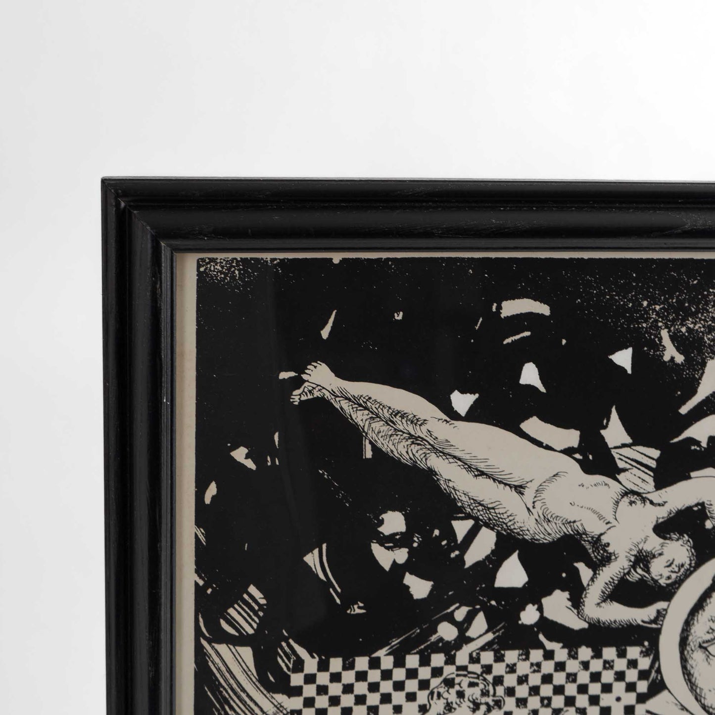 Vintage Leo Russell signed artist proof lithograph of Cancer zodiac sign in black on off-white background