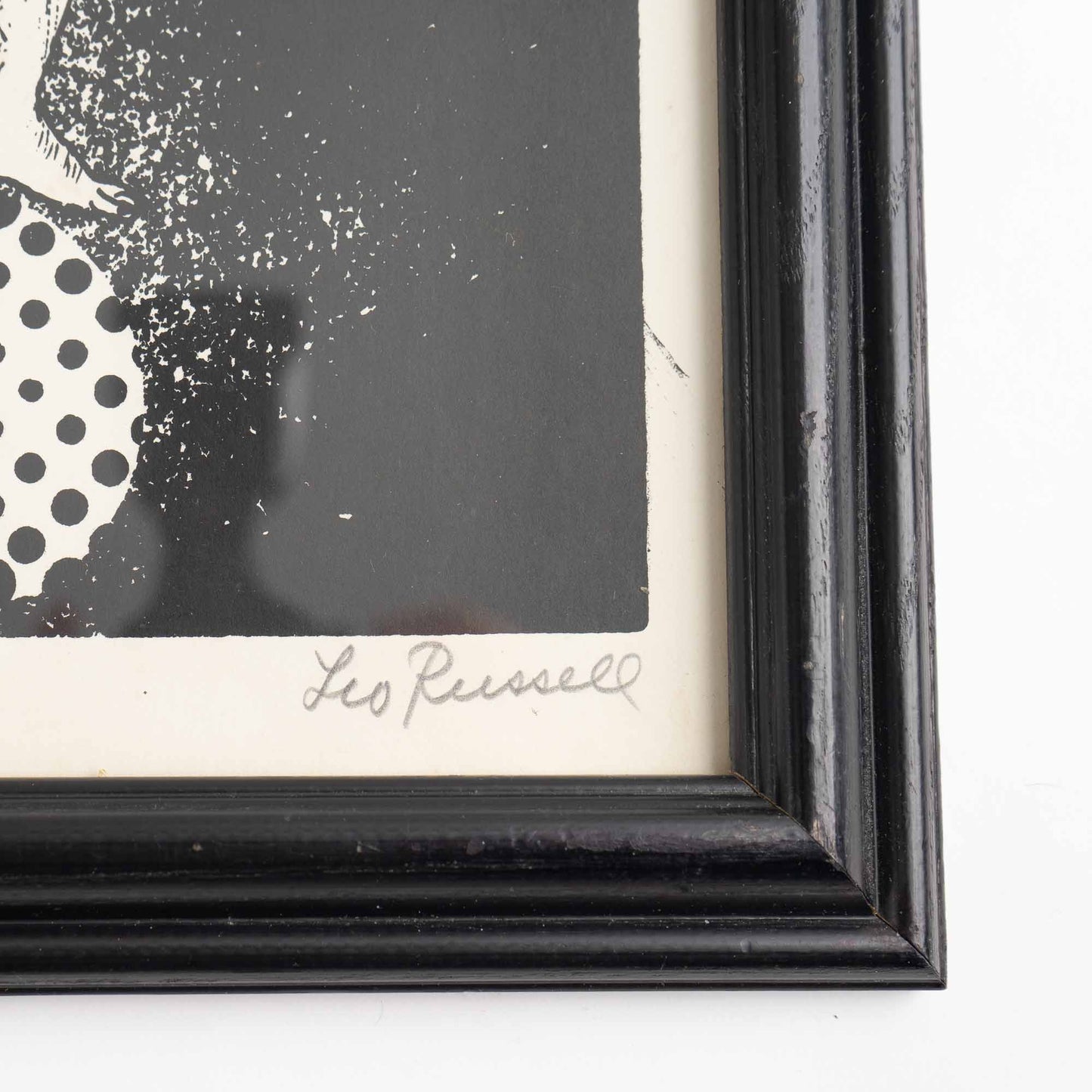 Vintage Leo Russell signed artist proof lithograph of Cancer zodiac sign in black on off-white background