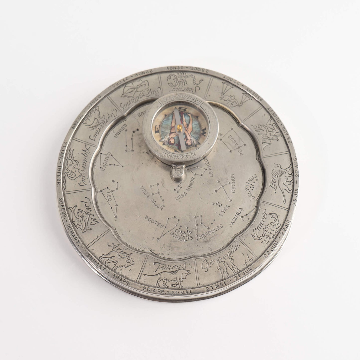 vintage Italian pewter astrology wheel